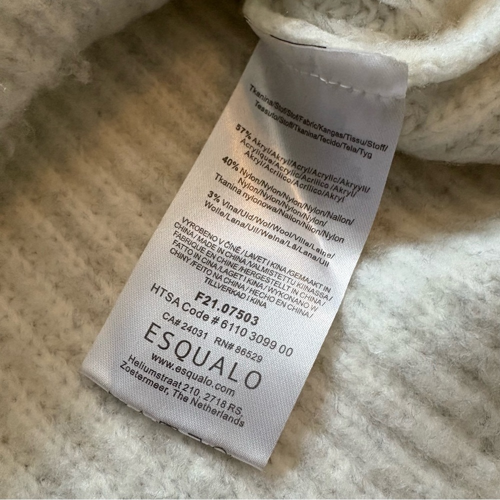 Esqualo Grey Heathered Chunky Knit Turtleneck Oversized Sweater Size Xsmall - Picture 5 of 10
